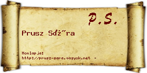 Prusz Sára névjegykártya